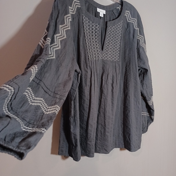 Pure Jill Collection Gray Embroidered Women's Top Size XL - Picture 4 of 7